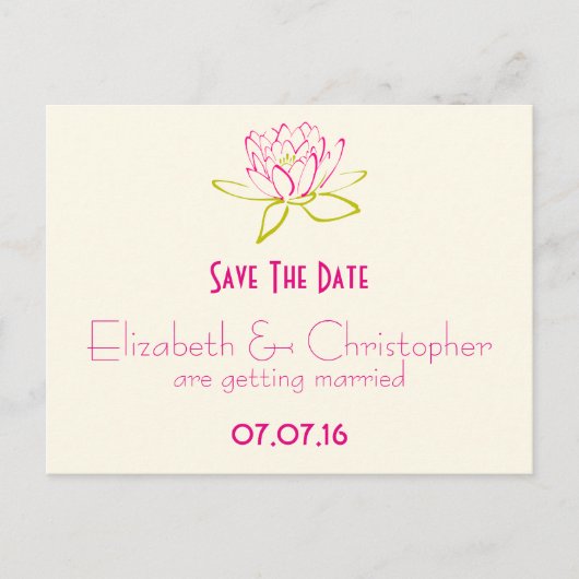 Sla de datum op van de lotusventiel / waterLily Aankondigingskaart (Voorkant)