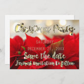 Sla de datum op van de Rode Kerst van Poinsettia Save The Date (Voorkant / Achterkant)
