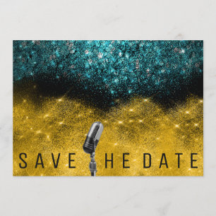 Sla de datum op van de zwarte Blauwgroen Glitter G Save The Date
