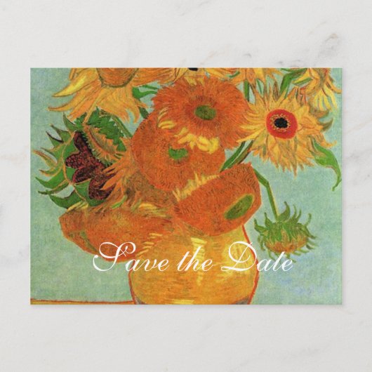 sla de datum op, van Gogh zonnebloemen Aankondigingskaart (Voorkant)