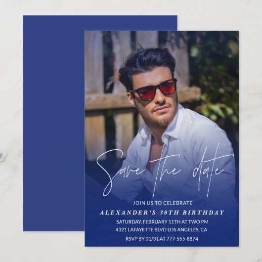 Sla de datum op Verjaardagsfeest Foto Blush Pink Kaart (Voorkant / Achterkant)