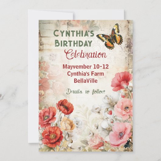 Sla de datum op Verjaardagsfeestje Kaart (Achterkant)