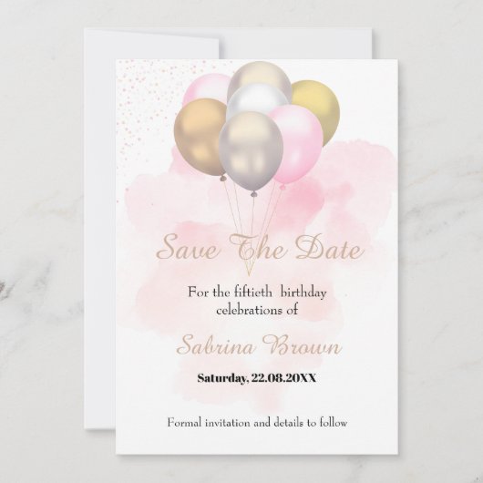 Sla de datum op Verjaardagsuitnodiging Save The Date (Voorkant)