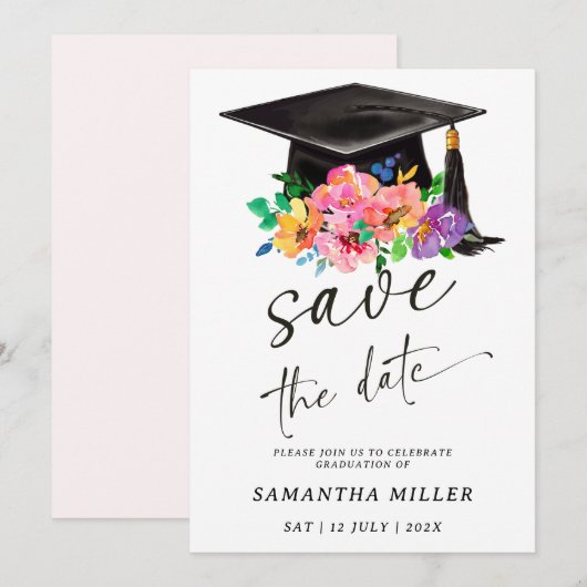 Sla de datum op verloop roze sjabloon kaart (Voorkant / Achterkant)