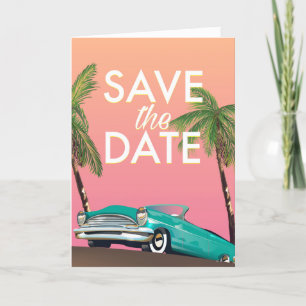 Sla de datum op Vintage cabrio auto Notitiekaartje