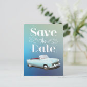 Sla de datum op vintage klassieke auto briefkaart (Staand voorkant)