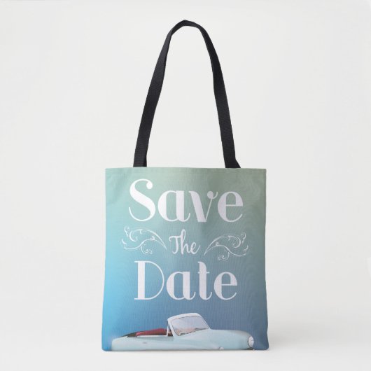 Sla de datum op Vintage klassieke auto Tote Bag (Voorkant)