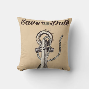 Sla de datum op vintage Nautical Anchor Kussen