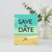 Sla de datum op Vintage Strand Briefkaart (Staand voorkant)
