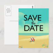 Sla de datum op Vintage Strand Briefkaart (Voorkant / Achterkant)