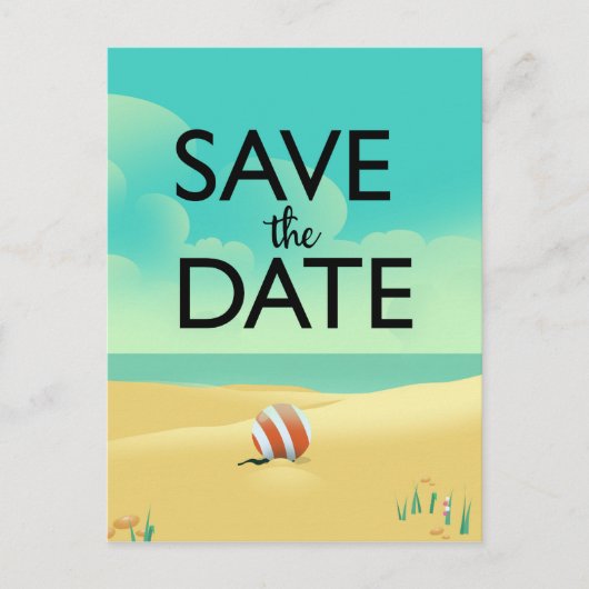 Sla de datum op Vintage Strand Briefkaart (Voorkant)