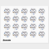 Sla de datum op Vintage Vlinders. Ronde Sticker (Vel)