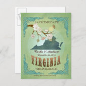 Sla de datum op - Virginia kaart met mooie vogels (Voorkant / Achterkant)