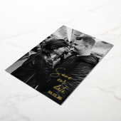 Sla de datum op Volledige foto Modern handgeschrev Folie Uitnodiging (Gedraaid)