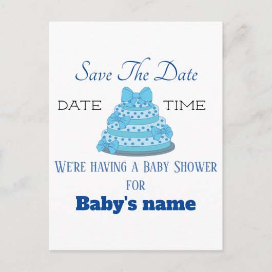 Sla de datum op voor baby boy shower ansichtkaart briefkaart (Voorkant)