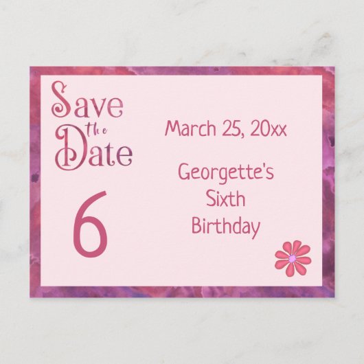 Sla de datum op voor de 6e verjaardag van een meis aankondigingskaart (Voorkant)