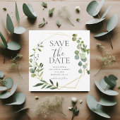 Sla de datum op waarop Boho Greenery Eucalyptus Le Save The Date