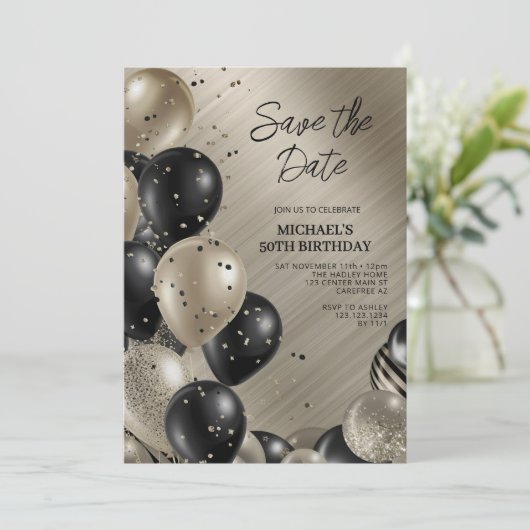 Sla de datum op waarop de Mannen 50e verjaardag vi Kaart (Staand voorkant)