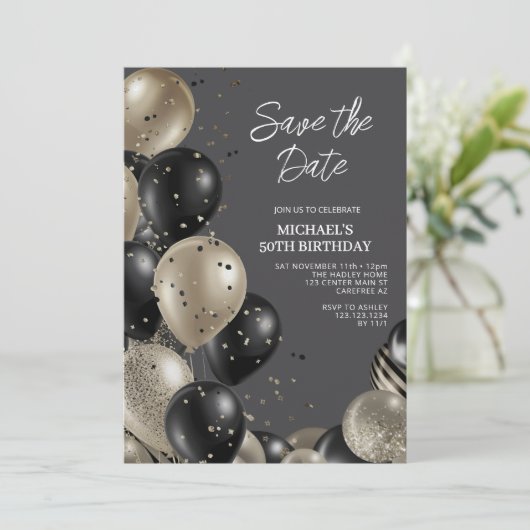 Sla de datum op waarop de Mannen 50e verjaardag vi Kaart (Staand voorkant)