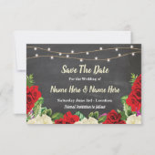 Sla de datum op waarop de rode rozenlichten uitnod save the date (Voorkant)