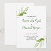 Sla de datum op Waterverf groen Save The Date (Voorkant / Achterkant)