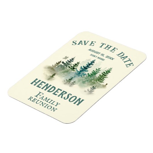 Sla de datum op Waterverf PineTrees Family Reunion Magneet (Linkerzijde)