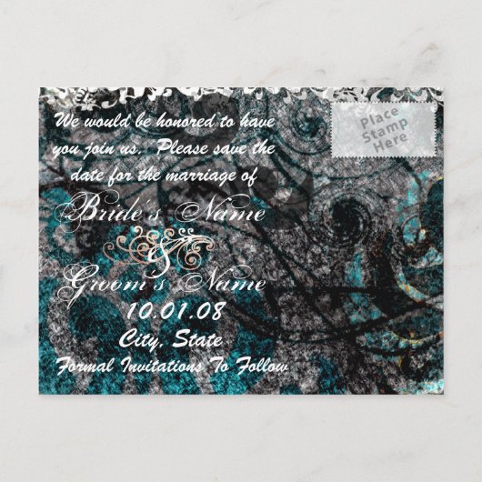 Sla de datum op - Winter / herfst bruiloft Aankondigingskaart (Achterkant)