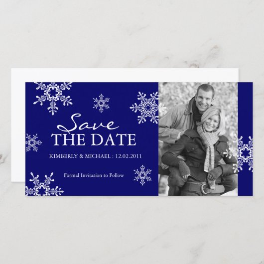 Sla de datum op - Winter Wedding Photo Cards Save The Date (Voorkant / Achterkant)