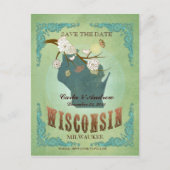 Sla de datum op - Wisconsin kaart met mooie vogels (Voorkant)