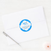 Sla de datum op wit en blauw Lijst Ronde Sticker (Envelop)