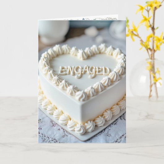 Sla de datum op Witte hartvormige cake Kaart (Gele Bloem)