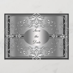 Sla de datum op Zilver Elegante Uitnodiging