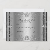 Sla de datum op Zilver Elegante Uitnodiging (Achterkant)