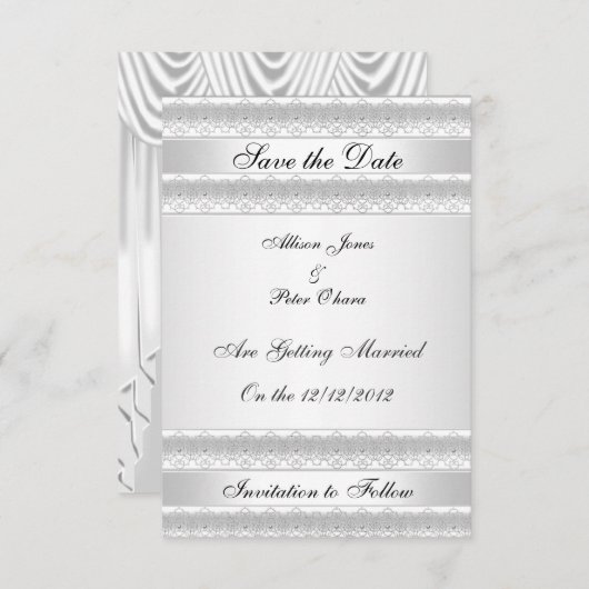 Sla de datum op zilver wit kaart (Voorkant / Achterkant)