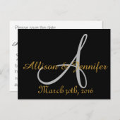 Sla de datum op Zwart en Goud Aankondigingskaart (Voorkant / Achterkant)