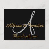 Sla de datum op Zwart en Goud Aankondigingskaart (Voorkant)