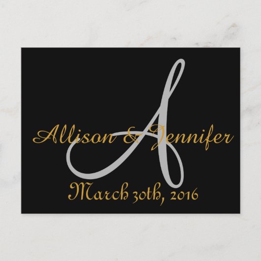 Sla de datum op Zwart en Goud Aankondigingskaart (Voorkant)