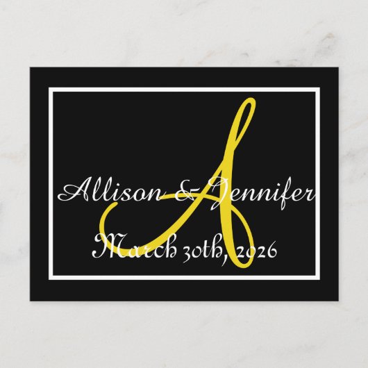 Sla de datum op Zwart en Goud Aankondigingskaart (Voorkant)