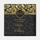 Sla de datum op - zwart en goud Damask Magneet (Voorkant)