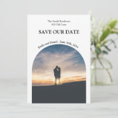 sla de datum op zwart en wit elegant uniek save the date (Staand voorkant)