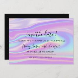 Sla de datum op zwart minimalisme holografisch save the date