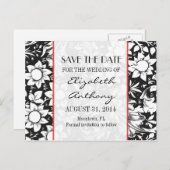 Sla de datum op Zwart-wit Damask briefkaarten (Voorkant / Achterkant)