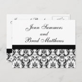 Sla de datum op Zwart-wit Damask Kaart (Voorkant / Achterkant)