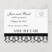 Sla de datum op Zwart-wit Damask Kaart (Achterkant)