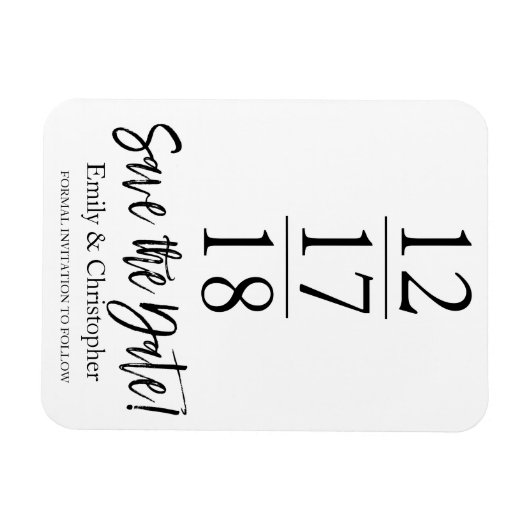 Sla de datum op Zwart-wit Modern Script Magneet (Horizontaal)