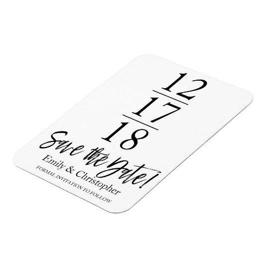 Sla de datum op Zwart-wit Modern Script Magneet (Linkerzijde)