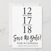 Sla de datum op Zwart-wit Modern Script Save The Date (Voorkant)