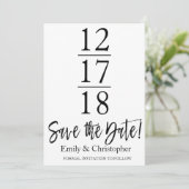 Sla de datum op Zwart-wit Modern Script Save The Date (Staand voorkant)