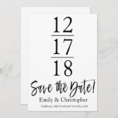 Sla de datum op Zwart-wit Modern Script Save The Date (Voorkant / Achterkant)