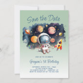 Sla de datum Outerspace Planets 1e verjaardag op Save The Date (Voorkant)